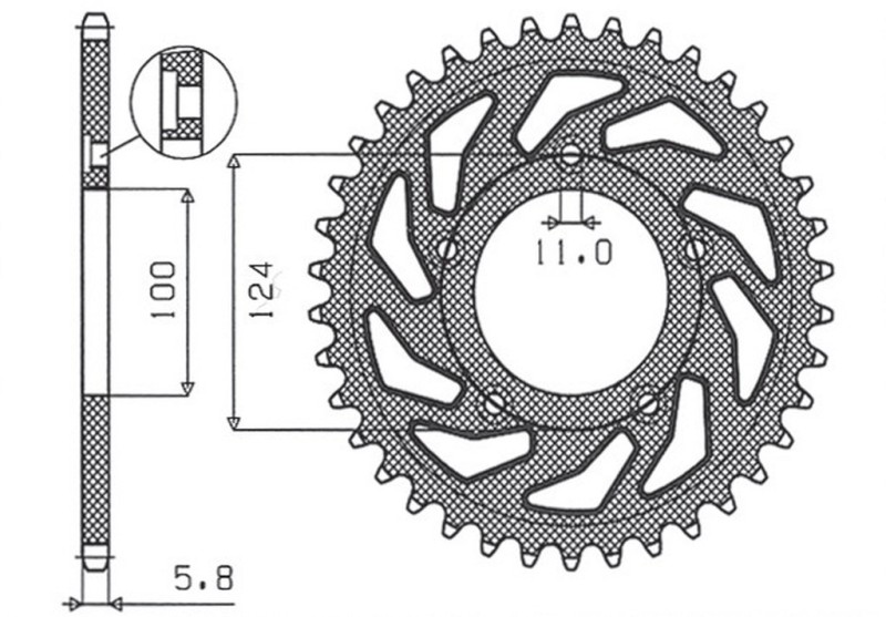 SUNSTAR ZĘBATKA TYLNA 4444 46 DUCATI MONSTER / ABS 821 '15- 20, PANIGALE 899 898 '14-15, SCRAMBLER ABS 800 '15-16 (JTR746.46) (ŁAŃC.520) (1)