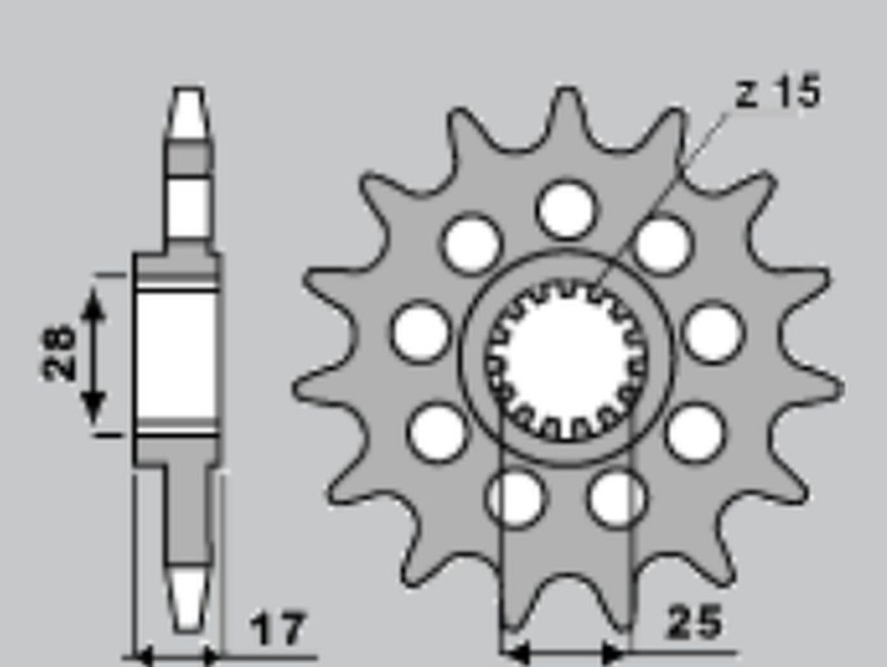 SUNSTAR ZĘBATKA PRZEDNIA 2249 15 DUCATI PANIGALE 1199/1299 '12-'16 (JTF749.15) (ŁAŃC.525) (224915) (1)
