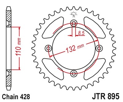 JT ZĘBATKA TYLNA 4486 49 KTM SX 85 '04-'24, 105 XC '07-'11 (448649JTZBK)* (ŁAŃC. 428) KOLOR CZARNY (1)
