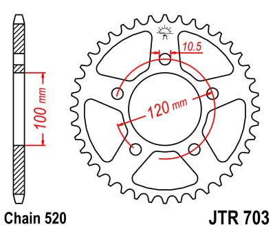 JT ZĘBATKA TYLNA 703 41 CAGIVA TAMANACO 125 88-91 (70341JT) (ŁAŃC. 520) - ZASTĘPUJE 70340JT (JTR698.40) (1)