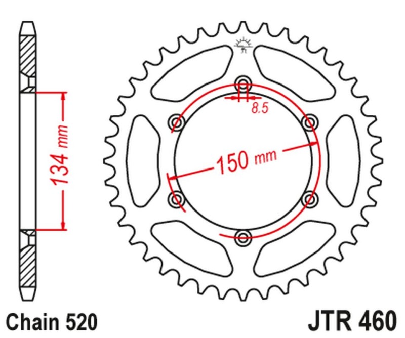 JT ZĘBATKA TYLNA 489 47 ALUMINIOWA RACELITE KAWASAKI KX/KXF '84-23 (48947JT) (ŁAŃC. 520) KOLOR CZARNY (1)