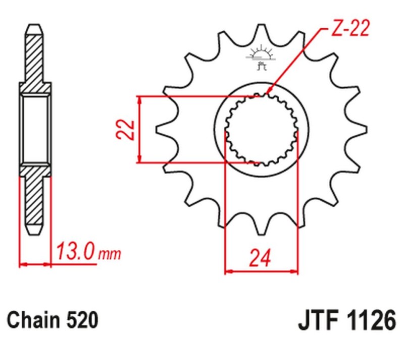 JT ZĘBATKA PRZEDNIA 402 16 APRILIA 650 PEGASO '91-97' (40216JT) (ŁAŃC.520) (1)