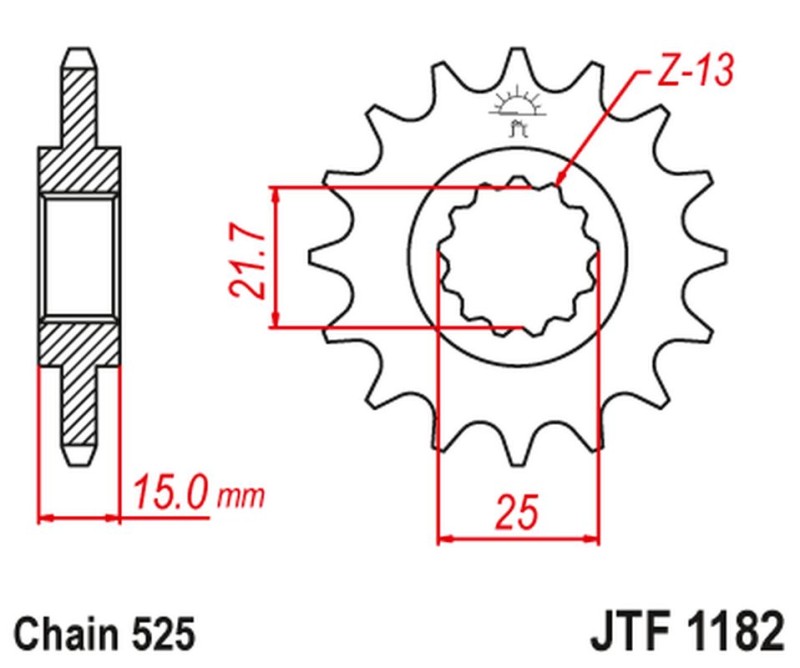 JT ZĘBATKA PRZEDNIA 2082 14 TRIUMPH TT/DAYTONA/SPEED FOUR 600 '00-05' DAYTONA 650 '05, (208214JT) (ŁAŃC. 525) (1)