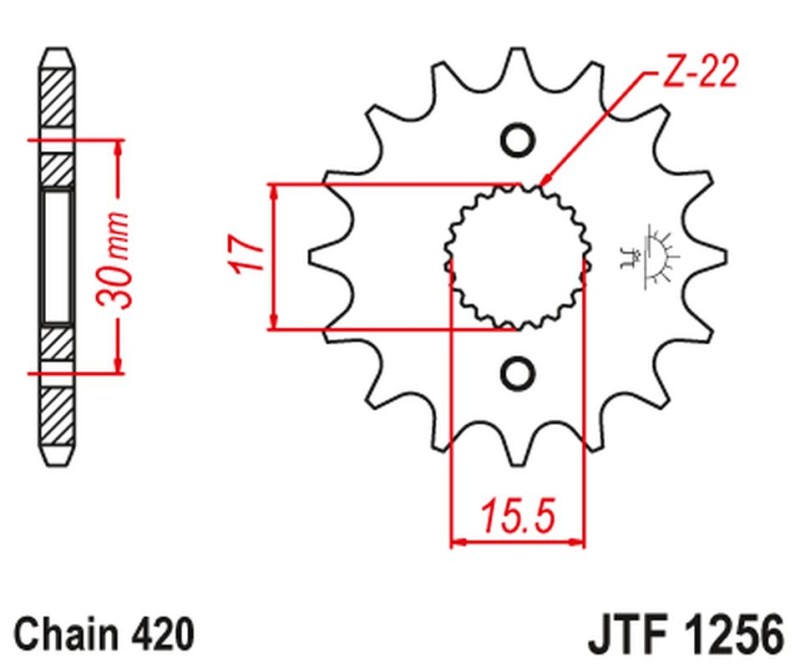 JT ZĘBATKA PRZEDNIA 332 16 HONDA CRF 50F '04-'12, XR 50 '00-'03 (33216JT) (ŁAŃC. 420) (1)