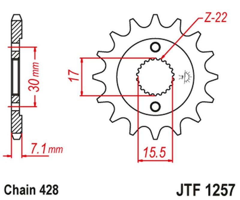 JT ZĘBATKA PRZEDNIA 332M 14 HONDA CR80/85 (332M14JT) (ŁAŃC. 428) (1)