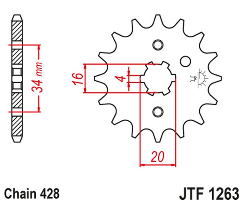 JT ZĘBATKA PRZEDNIA 263 11 SUZUKI RM 80/85, YAMAHA XT 125 R/X (26311JT) (ŁAŃC. 428) (1)