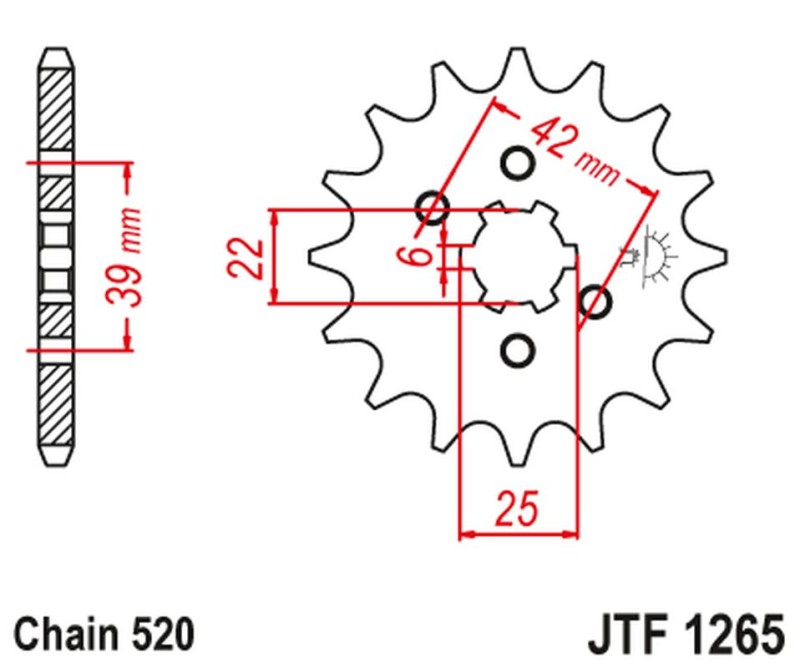 JT ZĘBATKA PRZEDNIA 265 12 HONDA XL 250S '78-'81, XL 250K '76-'77 (26512JT) (ŁAŃC. 520) NA ZAMÓWIENIE (1)