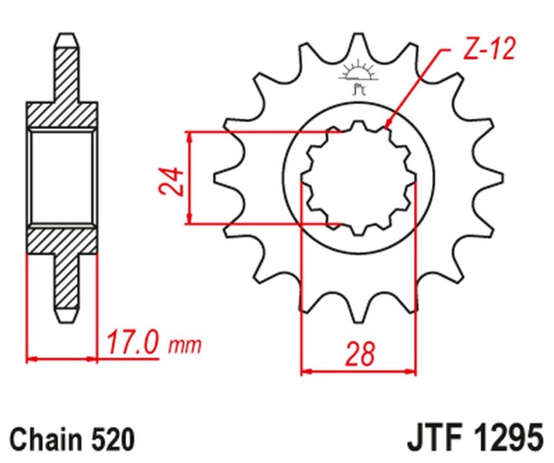 JT ZĘBATKA PRZEDNIA 295M 15 HONDA CBR 600 F2/F3 '91-98' (295M15JT) (ŁAŃC. 520) KONWERSJA (1)