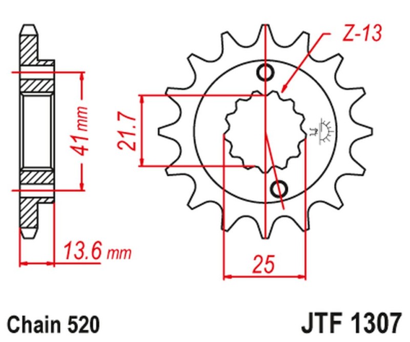 JT ZĘBATKA PRZEDNIA 2093 14 KAWASAKI ZX6R '03-'06 (2093M14JT) (ŁAŃC. 520) (1)