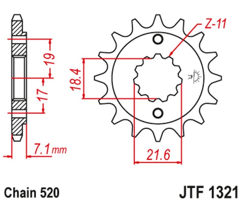 JT ZĘBATKA PRZEDNIA 2067 12 HONDA CBF 250, XR 250R (206712JT) (MOŻNA STOSOWAĆ JAKO 2506 12 ORAZ 2261 12) (ŁAŃC. 520) (1)