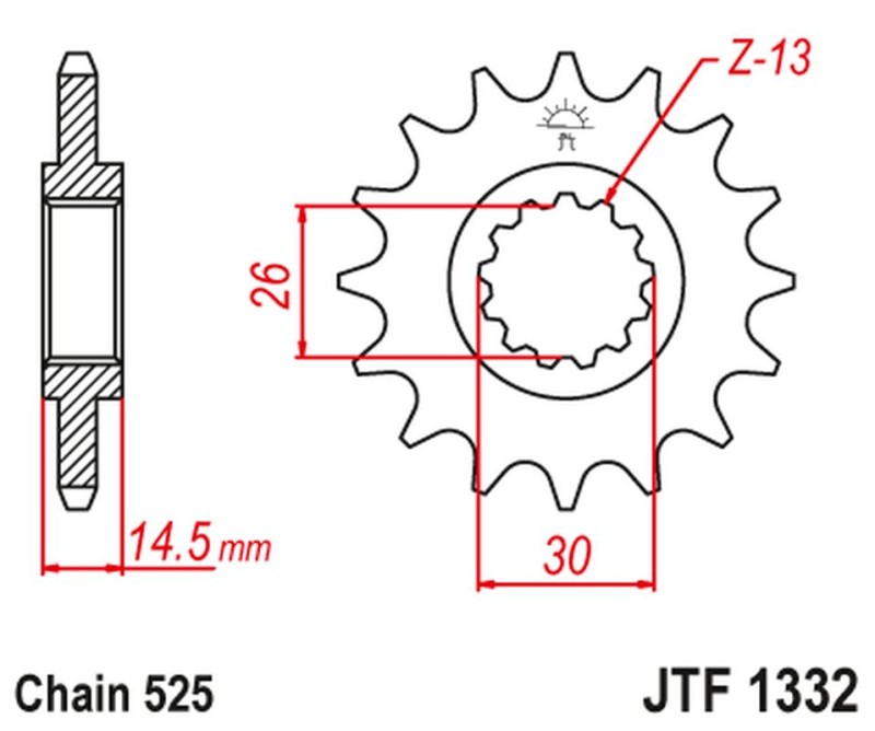 JT ZĘBATKA PRZEDNIA 2047 16 Z GUMĄ HONDA CB 750F2 '92-'00 (204716JT) (ŁAŃC. 525) (1)