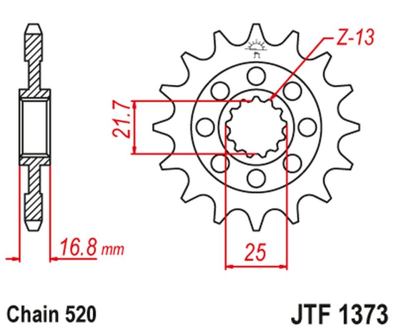 JT ZĘBATKA PRZEDNIA 2042 16 HONDA NC 750X/S/DCT '14-'15, INTEGRA 750 DCT '14-'15 (204216JT) (ŁAŃC. 520) (1)