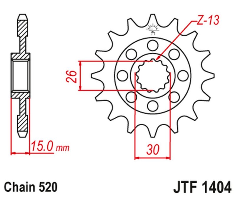 JT ZĘBATKA PRZEDNIA 2199 15 BMW S1000 RR, '09-22', 1000 HP4 '13-15' (219915JT) (ŁAŃC. 520) (1)