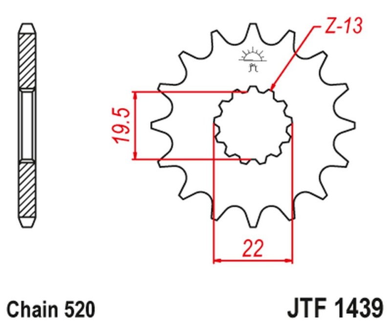 JT ZĘBATKA PRZEDNIA 4103 15 SUZUKI LT 160 '89-'01, LT 230 '86-'93 (410315JT) (ŁAŃC. 520) (1)