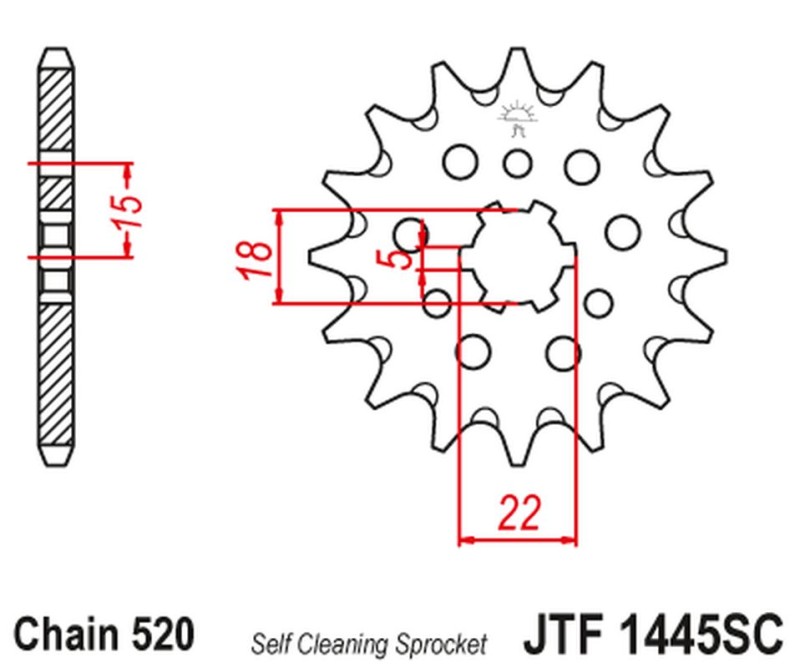 JT ZĘBATKA PRZEDNIA 423 13 KAWASAKI KX 125 '94-'07 SAMOOCZYSZCZAJĄCA (42313JT) (ŁAŃC. 520) (1)