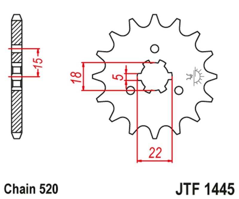 JT ZĘBATKA PRZEDNIA 423 14 KAWASAKI KX 125 '94-'07 (42314JT) (ŁAŃC. 520) (1)
