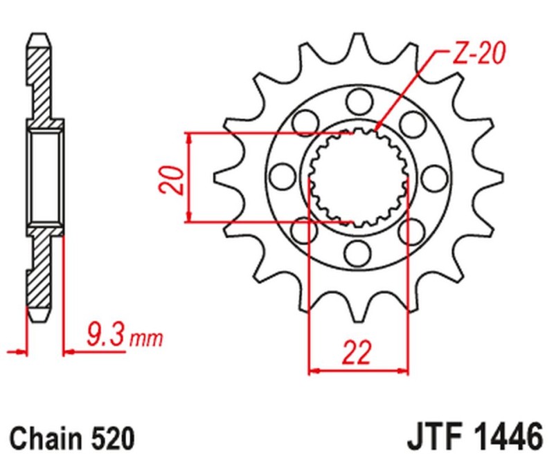 JT ZĘBATKA PRZEDNIA 2146 13 KAWASAKI KXF 250 '06-'17 (214613JT) (ŁAŃC. 520) (1)