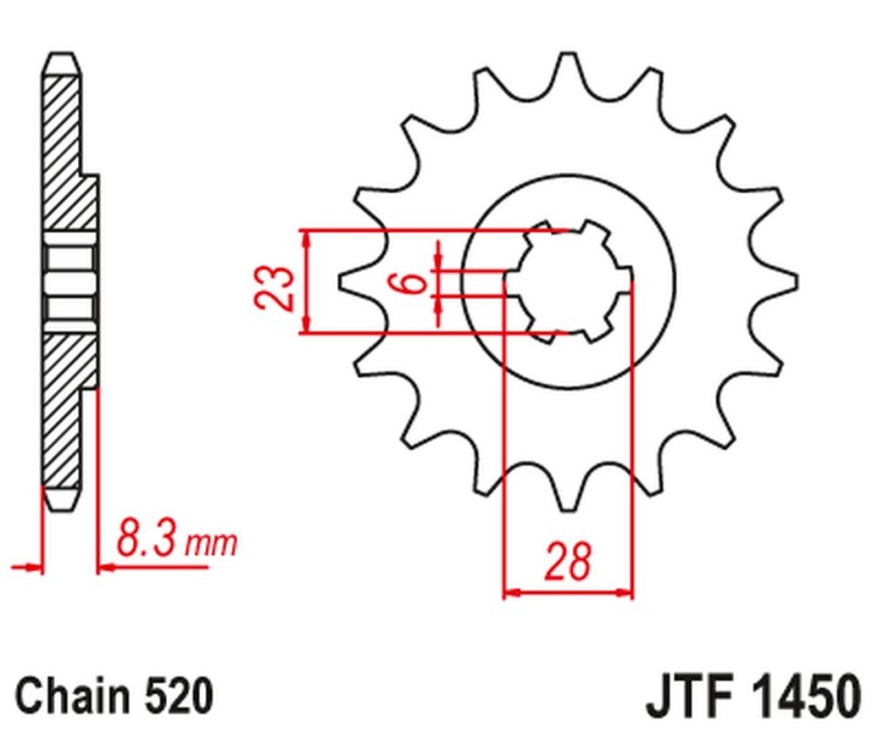 JT ZĘBATKA PRZEDNIA 436 13 SUZUKI LT 500 '88-92', RM 465 '81-82', RM 500 '83-84' (43613JT) (ŁAŃC. 520) (1)