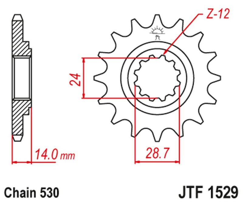 JT ZĘBATKA PRZEDNIA 2077 16 KAWASAKI ZRX 1100/1200 '97-06 (207716JT) (ŁAŃC. 530) (1)