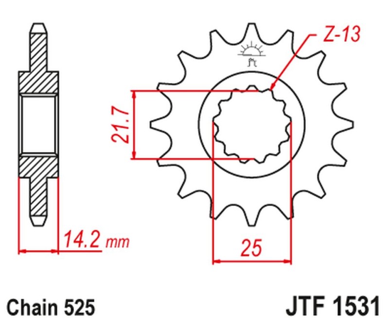 JT ZĘBATKA PRZEDNIA 2083 15 KAWASAKI ZR 750 '95-99' (208315JT) (ŁAŃC. 525) (1)