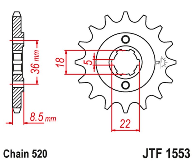 JT ZĘBATKA PRZEDNIA 2052 14 YAMAHA XT 250 TL (JAPAN) '83-84' SRX 250 '87' (205214JT) (ŁAŃC. 520) NA ZAMÓWIENIE (1)