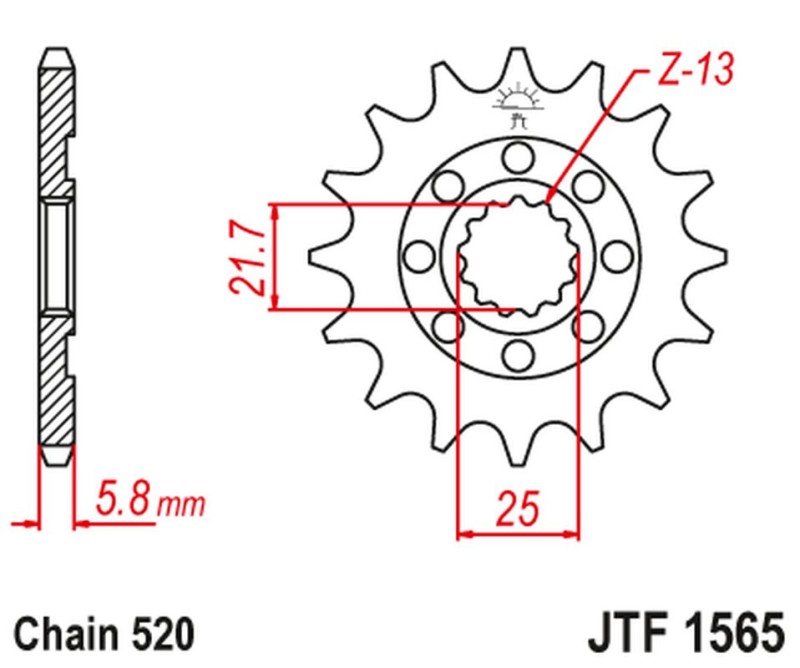 JT ZĘBATKA PRZEDNIA 2141 12 KAWASAKI KXF 450 '06-20' KLX 450 '08-20' (214112JT) (ŁAŃC. 520) (1)