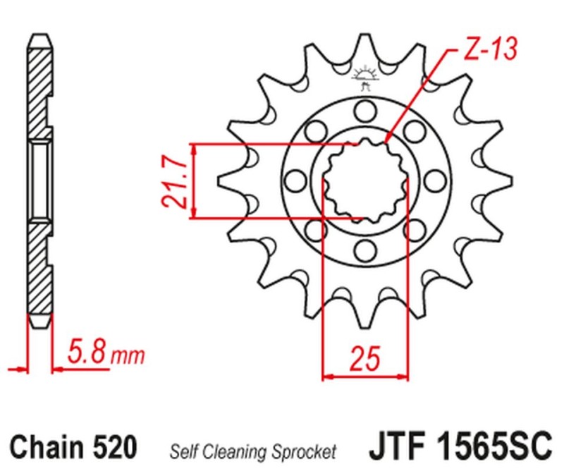 JT ZĘBATKA PRZEDNIA 2141 13 KAWASAKI KXF 450 '06-20' KLX 450 '08-20' SAMOCZYSZCZĄCA (214113JT) (ŁAŃC. 520) (1)