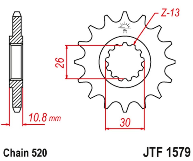 JT ZĘBATKA PRZEDNIA 579M 17 YAMAHA YZF R1 '98-21', FZ-1 '10-15' (579M17JT) (ŁAŃC. 520) KONWERSJA (1)