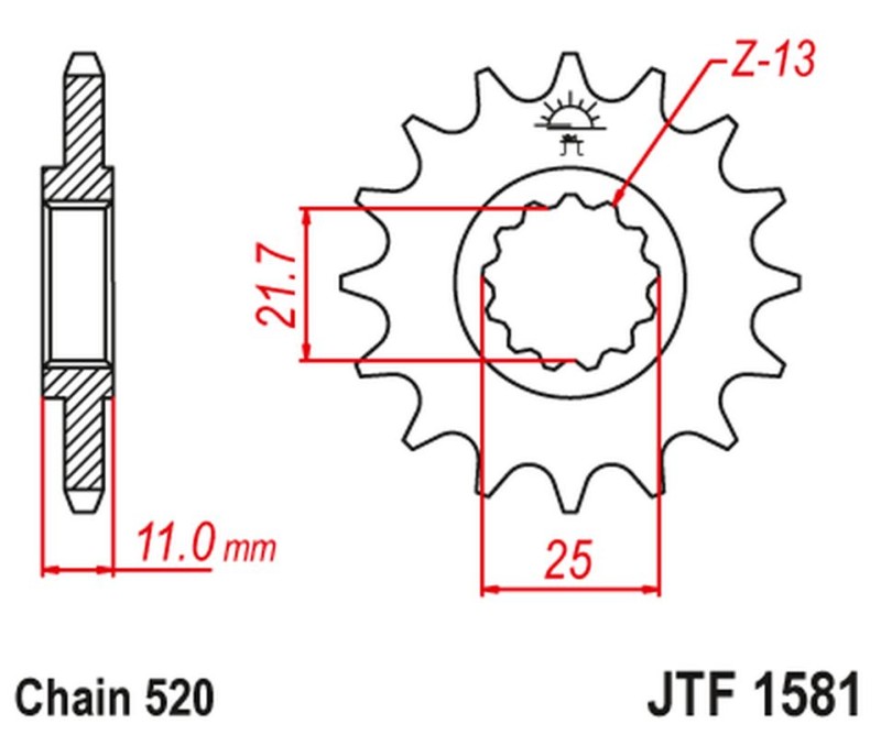 JT ZĘBATKA PRZEDNIA 566M 13 YAMAHA YZF R6 '99-20', FZ6 '04-09' (566M13JT) (ŁAŃC. 520) KONWERSJA (1)