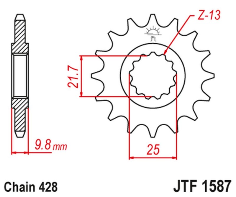 JT ZĘBATKA PRZEDNIA 2049 19 YAMAHA FZR 400 '88-95', SR 400 '88-17' SR 500 '91-00' (204919JT) (ŁAŃC. 428) (1)
