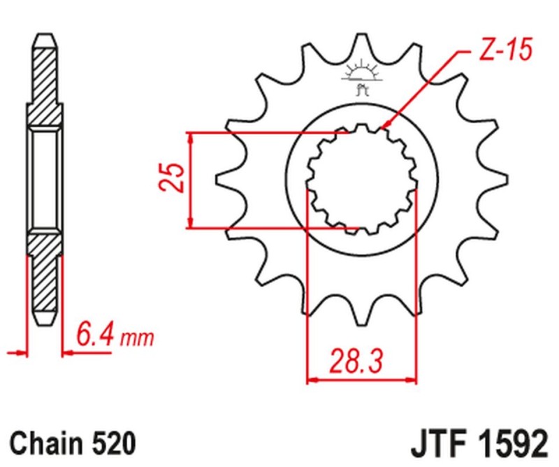 JT ZĘBATKA PRZEDNIA 2168 16 YAMAHA YFZ 450/YFM 700 RAPTOR '06-'19 (216816JT) (ŁAŃC. 520) (1)