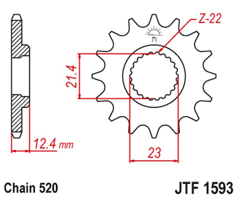 JT ZĘBATKA PRZEDNIA 2054 14 YAMAHA YFM 250 RAPTOR '08-13' (205414JT) (ŁAŃC. 520) (1)