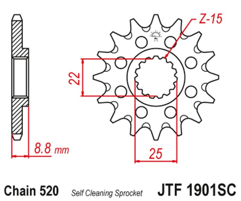 JT ZĘBATKA PRZEDNIA 1248 16 KTM SX/EXC '91-'25 SAMOOCZYSZCZAJĄCA (124816JT) (ŁAŃC. 520)