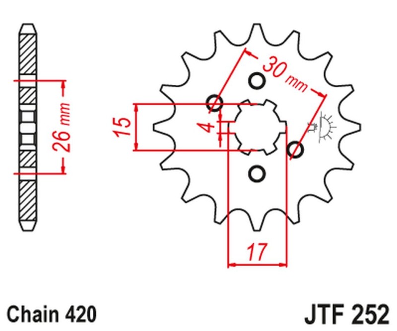JT ZĘBATKA PRZEDNIA 261 12 HONDA MBX/MTX 50 (26113JT) (ŁAŃC. 420) (1)
