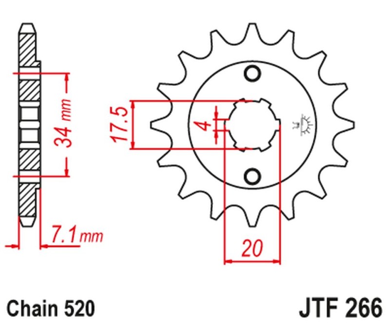 JT ZĘBATKA PRZEDNIA 266 14 HONDA CR 125 '79-'85 (26614JT) (ŁAŃC. 520) (1)