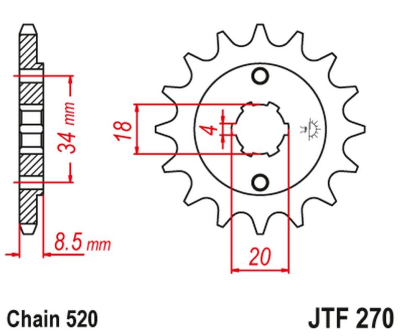 JT ZĘBATKA PRZEDNIA 2046 15 HONDA CA 125 '95-01', CB/CBX/CM/CMX 250 '83-16' (204615JT) (ŁAŃC. 520) (1)