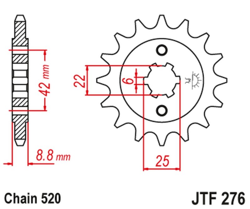 JT ZĘBATKA PRZEDNIA 276 15 HONDA CB 400N '81-'83 (27615JT) (ŁAŃC. 520) (1)