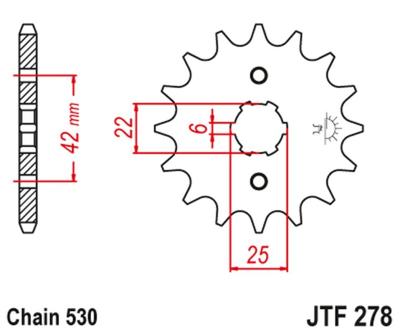 JT ZĘBATKA PRZEDNIA 278 17 HONDA CB 400N '79-'80 (27817JT) (ŁAŃC. 530) (1)