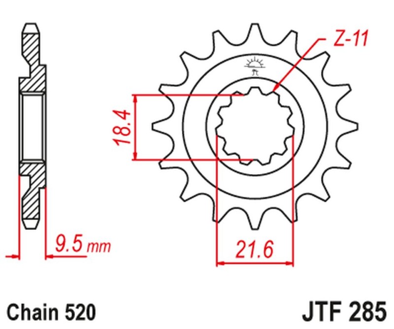 JT ZĘBATKA PRZEDNIA 334 14 HONDA CR 250 86-87, CR 500 86-87 (33414JT) (ŁAŃC. 520) (1)