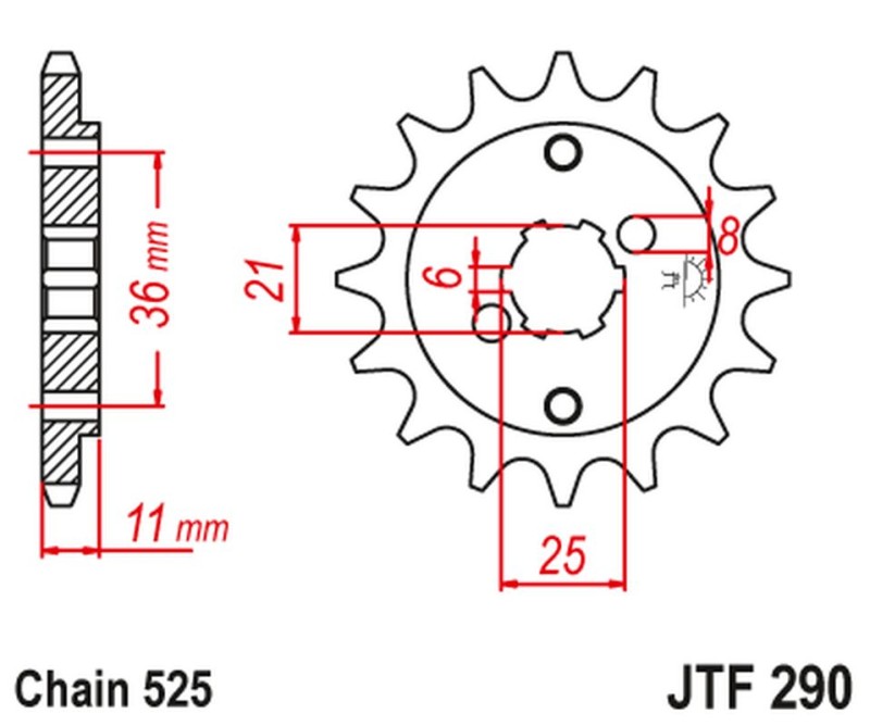 JT ZĘBATKA PRZEDNIA 290 14 HONDA XBR 500F '85-'86 (29014JT) (ŁAŃC. 525) (-1) (1)