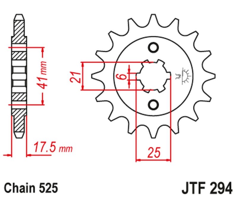 JT ZĘBATKA PRZEDNIA 284 14 HONDA XBR 500 '87-'91 (28414JT) (ŁAŃC. 525) (-1) (1)