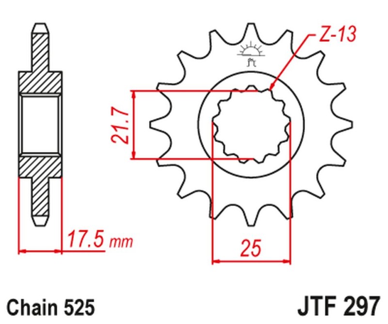 JT ZĘBATKA PRZEDNIA 2041 16 HONDA CB 500 '94-'03, CBF 500 '04-'08 (204116JT) (ŁAŃC. 525) (+1) (1)