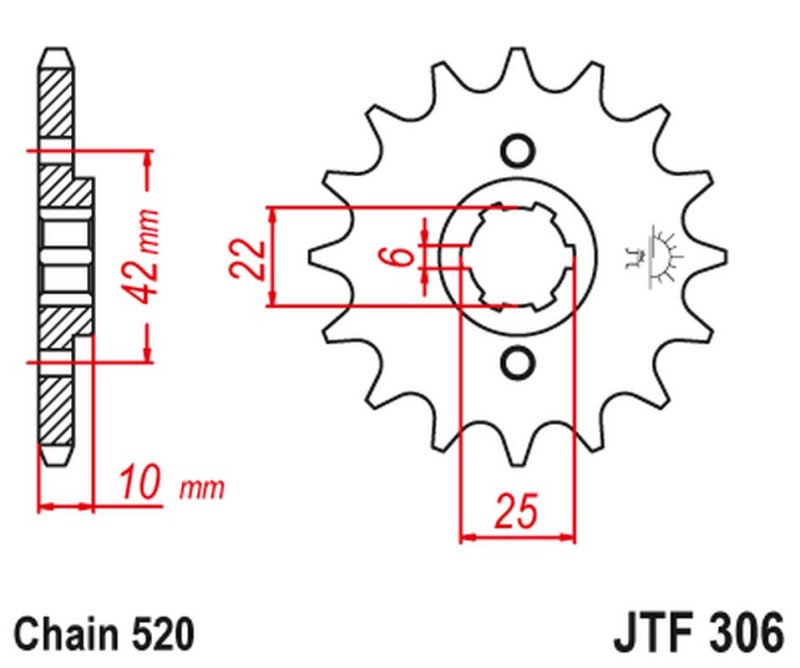 JT ZĘBATKA PRZEDNIA 281 14 HONDA NX 650 DOMINATOR '88 (GRUBOŚĆ 10MM) (28114JT) (ŁAŃC. 520) (-1) (1)