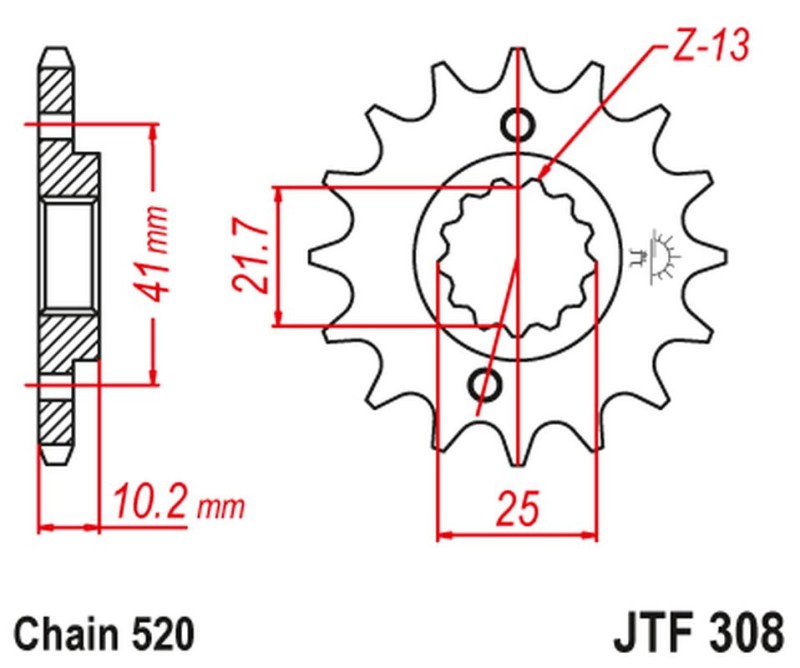 JT ZĘBATKA PRZEDNIA 345 16 HONDA NX 650, FX 650, YAMAHA XT 660, FMX (34516JT) (ŁAŃC. 520) (+1) (1)