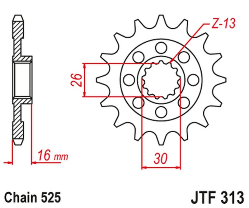JT ZĘBATKA PRZEDNIA 344 15 HONDA VFR 750 R '88-92' (RC30) (34415JT) (ŁAŃC. 525) NA ZAMÓWIENIE (1)