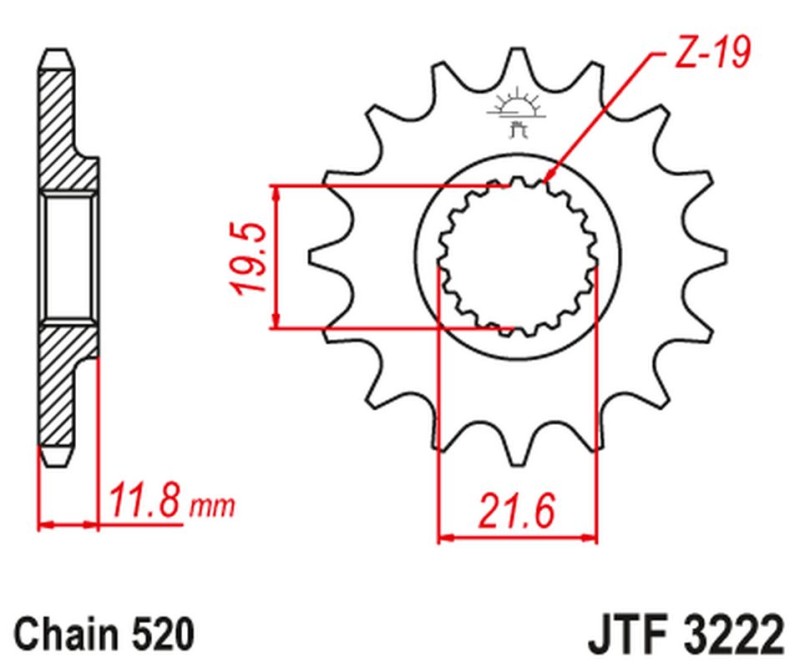 JT ZĘBATKA PRZEDNIA POLARIS 250/300/350/400/425 '89-99' (ŁAŃC. 520) (1)