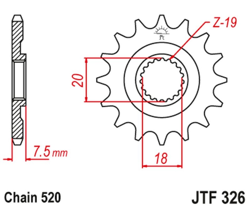 JT ZĘBATKA PRZEDNIA 340 12 HONDA CR 125 '87-'03 (34012JT) (ŁAŃC. 520) (1)
