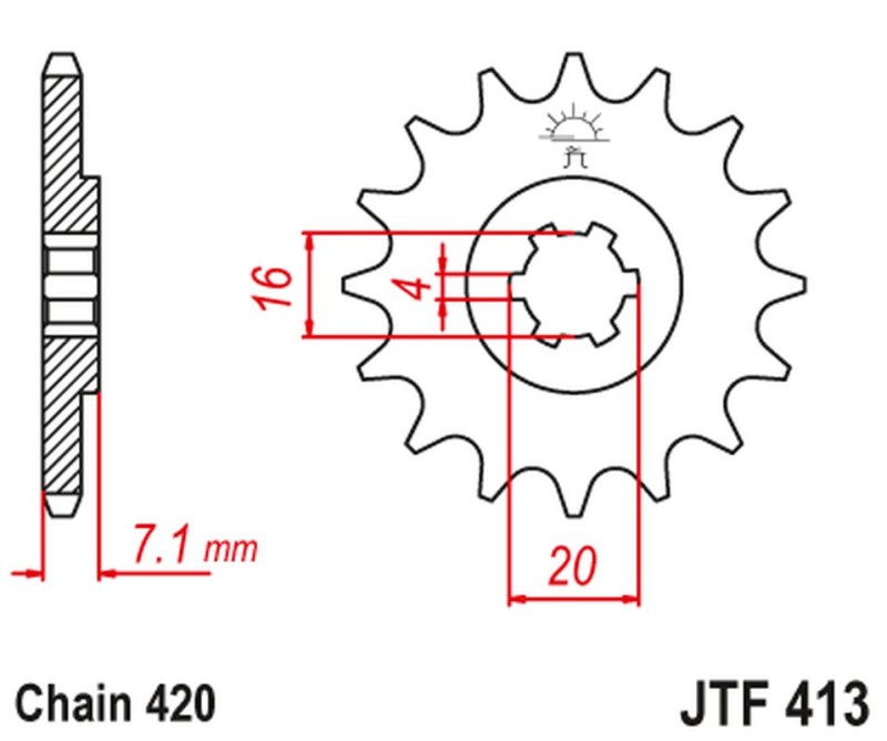 JT ZĘBATKA PRZEDNIA 413 15 SUZUKI RMX 50, TS 50 (41315JT) (ŁAŃC. 420) (1)