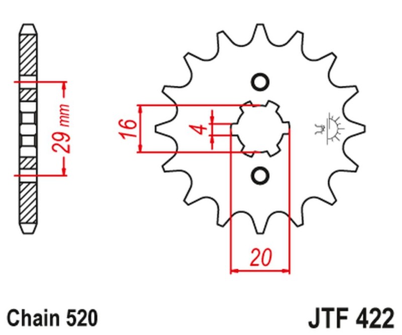 JT ZĘBATKA PRZEDNIA 514 15 KAWASAKI KX 125 '84-'93 (51415JT) (ŁAŃC. 520) NA ZAMÓWIENIE (1)