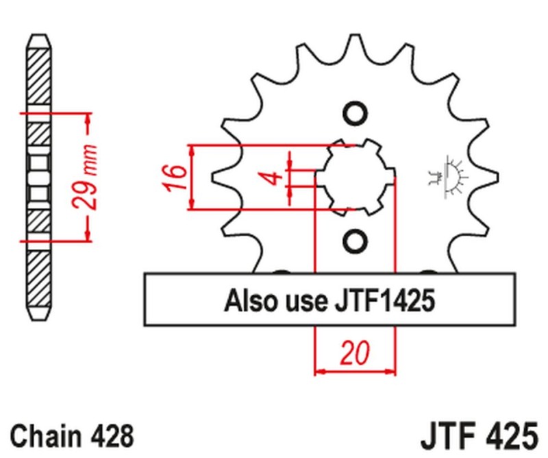 JT ZĘBATKA PRZEDNIA 425 12 SUZUKI TS 125R '90-'96, RV 125 '07-'15 (42512JT) (ŁAŃC. 428) (1)